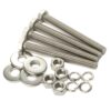 Mellewell 1/4-20 x 4 Hex Head Bolts with Hex Nuts and Thick Flat & Lock Washers, Fully Threaded, Stainless Steel 18-8, Plain Finish, 8 Sets