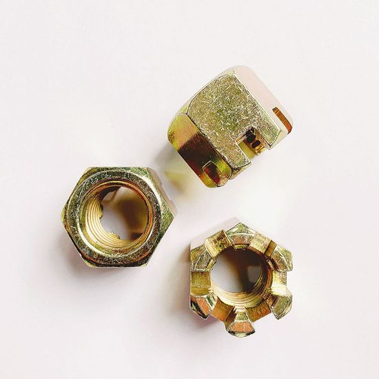 temp_8-16-Carbon-Steel-All-Metal-Nutmutter-Zinc-Color-Plated-Castle-_04-1.jpg 1/4-20 5/16-18 3/8-16 Carbon Steel All Metal Nutmutter Zinc Color Plated Castle Hexagonal Slotted Nut ANSI/ASME B18.2.2 Nut