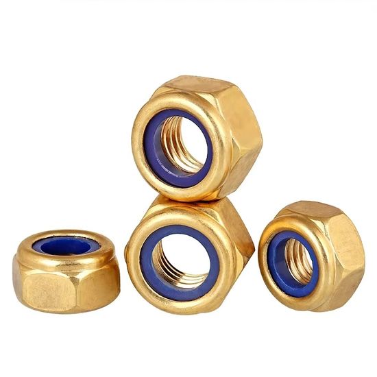 Copper Locknut Hexagonal Self-Locking Screw Cap Brass Non-Slip Nylon Lock Nut