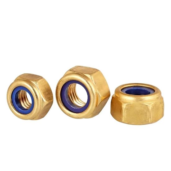 Copper Locknut Hexagonal Self-Locking Screw Cap Brass Non-Slip Nylon Lock Nut