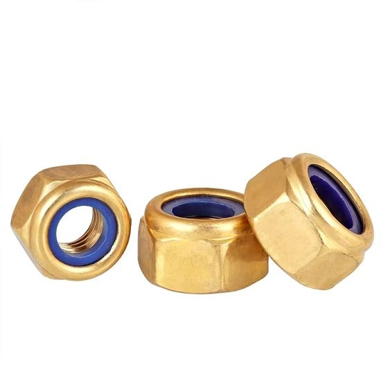Copper Locknut Hexagonal Self-Locking Screw Cap Brass Non-Slip Nylon Lock Nut