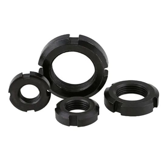 Factory OEM Black Oxide Slotted Round Nut Customized Automotive Wheel Lock Nut M10-M60 DIN 582