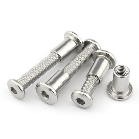 Flat Head Socket Hex Drive Bolt and Barrel Nut for Furniture Connector Caps Stainless Steel 304