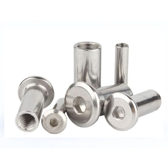 Flat Head Socket Hex Drive Bolt and Barrel Nut for Furniture Connector Caps Stainless Steel 304