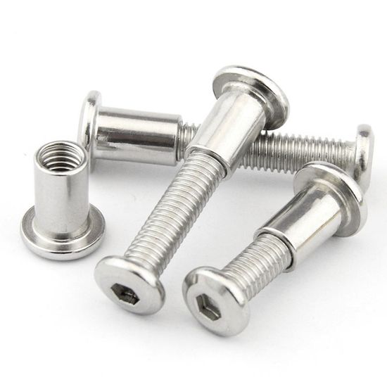 Flat Head Socket Hex Drive Bolt and Barrel Nut for Furniture Connector Caps Stainless Steel 304