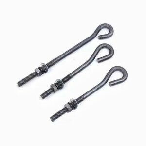 Heavy-Duty Galvanized J Type Anchor Bolts for Construction, Zinc Plated Carbon Steel L Bolts with Washers and Nuts, Foundation Bolts