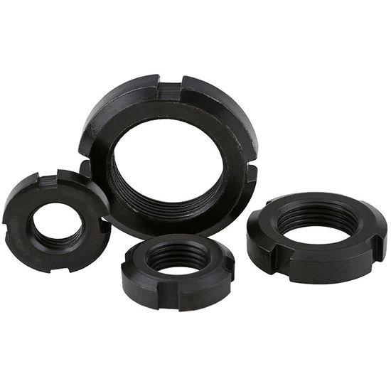 High Quality Black Oxide Slotted Round Nuts Black Steel DIN981 Slotted Round Nuts